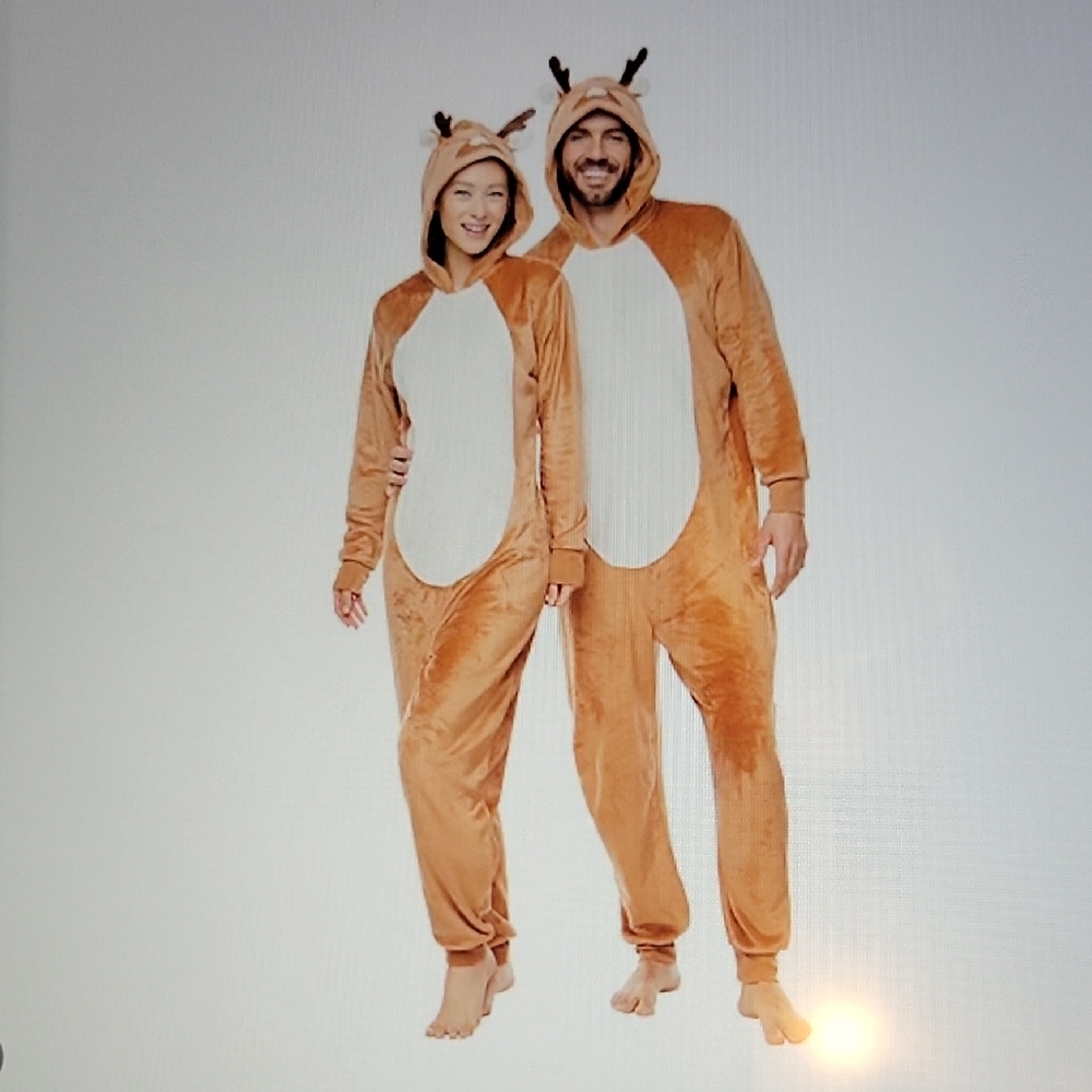 NWT: North Pole Trading Co. Reindeer Adult Unisex Long Sleeve Onesie Paj…